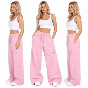 Rhinestone Printed Baggy Sweatpants <b>Wool</b>-Blend Ultra Soft Full Length <b>Pants</b> Drawstring Closure Casual Wide Leg Sweat Trousers - Product Image 5