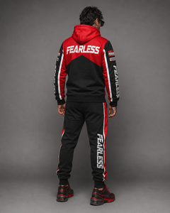 Men's Red <b>Black</b> <b>Zip</b> <b>Up</b> <b>Hoodie</b> Tracksuit Set Heavyweight Breathable Streetwear Jogger - Product Image 2