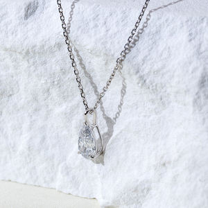 9K <b>Solid</b> <b>Gold</b> Pear Cut Lab Grown Diamond <b>Pendant</b> Necklace Classic Teardrop Solitaire Charm Fine Jewelry Gift for Women - Product Image 2