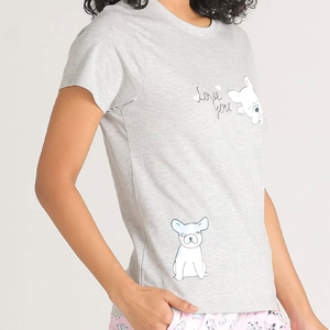 Women's 100% Cotton Waterproof Short Sleeve O-Neck Pajama Set Above <b>Knee</b> Shorts Regular Fit Spring Summer - Product Image 4