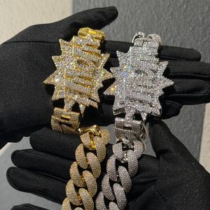 AMBER JEWELS Pulsera de Cadena Cubana Chapada en Oro Rosa con Colgante de Estrella, Micro Pavé de Diamantes de Imitación Cultivados en Laboratorio, Certificado IGI, Unisex, Estilo Hip Hop - Product Image 2