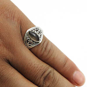 Anillo de Cuarzo Ahumado con Diseño Moderno, Hecho a Mano con Plata de Ley 925, Estilo Vintage, Anillos Bohemios - Product Image 2