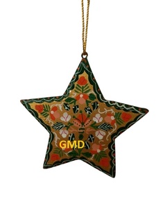 Ornement d'arbre de Noël en forme d'étoile peinte à la main, décoration suspendue traditionnelle en forme d'étoile peinte à la main - Product Image 6