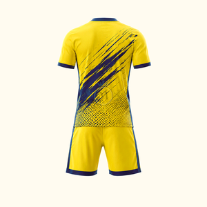 Conjunto de Camiseta de Fútbol Amarilla para Hombre, Cuello en V, Manga Corta, Estampado Degradado Sublimado, Malla Transpirable, Ropa Deportiva para Todas las Temporadas - Product Image 3