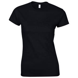 Camiseta de Cuello Redondo Negra de Algodón y Poliéster de Alta Calidad para Mujer, Ropa Deportiva Holgada, Transpirable, Estilo Novio, Tinte Liso - Product Image 1