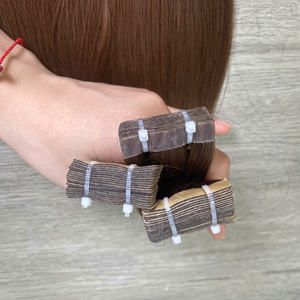 Precio de fábrica 100% Virgen cruda vietnamita Trama humana encaje peluca hueso cinta recta Color marrón Super doble extensiones de cabello dibujado - Product Image 6