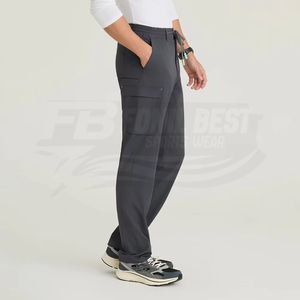 Ensemble de blouses médicales unisexe gris à manches courtes, col en V, poches, uniforme d'hôpital, tissu tissé en coton et polyester, FONILBEST SPORTS WEARS, personnalisé - Product Image 5
