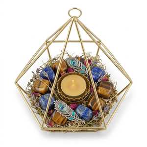 Geometric Iron Candle <b>Lanterns</b> Black Frame Hanging <b>Tea</b> <b>Light</b> Holders For Home Decoration Wedding - Product Image 4
