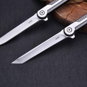 Couteau de poche tactique en acier 4c28n de haute qualité, couteau EDC avec manche en acier inoxydable et étui en cuir - Product Image 6