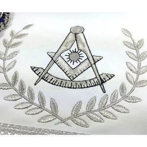 Delantal Masónico de Ex-Maestro Masón de la Logia Azul, Blanco y Azul Rey con Bordado Plateado, Diseño Personalizado Aceptable - Product Image 3