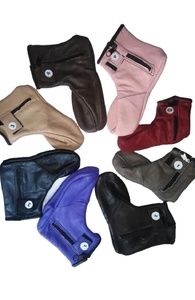 Calcetines informales de cuero PU y poliéster personalizados con cremallera, diseño de calentamiento de pies Khuff para mezquita islámica de oración musulmana - Product Image 3