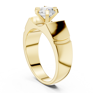Bague de mariage solitaire pour homme en or jaune avec diamant de laboratoire – Bijou de luxe contemporain en or et diamant - Product Image 1
