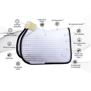 Quilted High Wither Contoured Dressage Saddle Pad Girth Strap Foam Cotton Filled Brown Leather Accents Mesh - Product Image 3