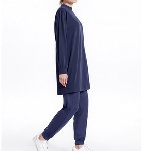 Conjunto Deportivo Modesto de Dos Piezas para Mujer, Sudadera de Manga Larga y Pantalones, Corte Regular, Ecológico, Transpirable, Elástico en Cuatro Direcciones - Product Image 3