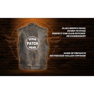 Chaleco de Motocicleta Personalizado Unisex Vintage de Cuero Genuino Desgastado, Chaleco de Motociclista con Cuello Alto, Impermeable, Transpirable e Inteligente - Product Image 4