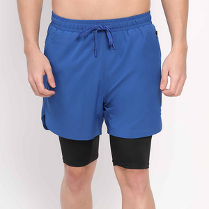 FixFox Sports Bulk Mens Running Shorts Double <b>Layer</b> Design Gym Training Sweat-Wicking Waterproof Woven Solid <b>Mid</b> Waist ODM - Product Image 2