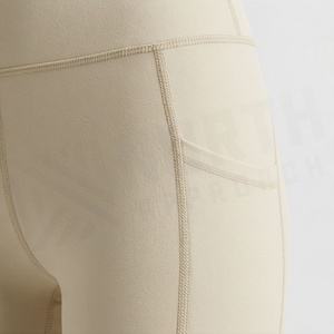 Premium Mid Waist Cotton Bamboo Fiber Leggings Gym Sportswear Solid Pattern Elastic Styles In Your Customized Color - Product Image 5