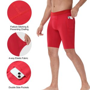 Pantalones Cortos Deportivos de Compresión para Hombre, Color Rojo Sólido, Ajuste Elástico para Gimnasio, Correr, Ciclismo y Entrenamiento - Product Image 1