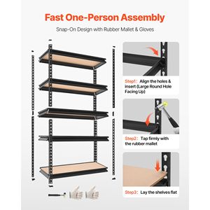 Étagère de garage robuste à 5 niveaux, capacité de 2000 lb, étagère utilitaire en métal réglable - Product Image 5