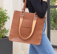 Sac fourre-tout de luxe en cuir pleine fleur véritable fait main de qualité supérieure pour femme, avec fermeture ouverte, idéal pour le voyage et le shopping