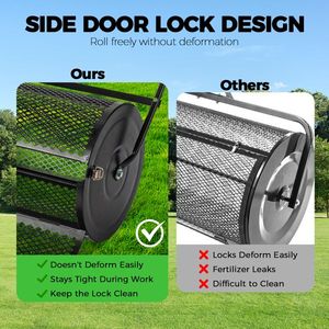 24-Inch Powder Coated Steel Mesh Basket Topdreh Compost Spreader for Lawn Garden Peat Moss Roller Double Fertilizer Spreader - Product Image 4