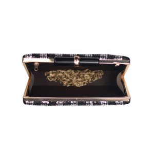 Premium Black and Silver <b>Sequins</b> Fabric Clutch Designer <b>Handbag</b> for Women Party and Wedding Wear - Product Image 3