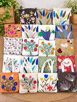 Tas katun motif bunga dengan pola bordir, dua tali, tas selempang katun, warna tenun tangan, dua tali, dekorasi rumbai, bergaya.