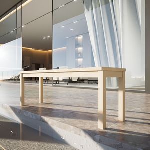 Banco moderno de madera maciza de pino de 52.1 pulgadas para exteriores, sin nudos, sin respaldo, para comedor, piscina y playa, con asiento de listones para patios. - Product Image 2