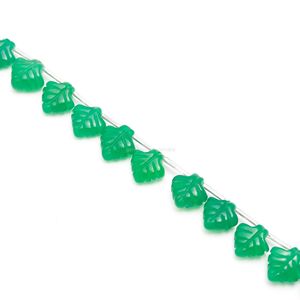 Cuentas de Ónix Verde Natural en Forma de Hoja, Talladas a Mano, para Joyería, 10-11MM - Product Image 5