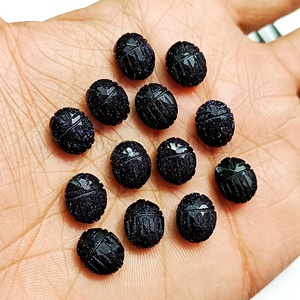 Natural Black Sunstone Hand Carved <b>Boho</b> Egyptian Scarab Gemstone Beads Sunstone Charms For Jewelry Making From Indian Wholesale - Product Image 5