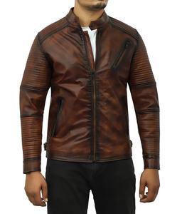 แจ็คเก็ตหนังแท้คลาสสิก หนังวัวพรีเมียม หนังแท้สำหรับฤดูหนาว ทรงสแตนด์ วินเทจ ลำลอง สตรีทแวร์ เสื้อคลุมกันหนาว ทนทาน - Product Image 1