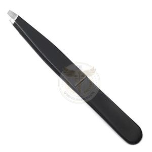 Pinzas para Cejas de Acero Inoxidable de Marca Privada al por Mayor, Pinzas para Cejas Inclinadas en Negro y Dorado - Product Image 2