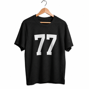 Camiseta Formal Roja para Hombre, Número 77, Serigrafiada, Manga Corta, Transpirable, Ecológica, de Poliéster Tejido, Cuello Alto, Corte Regular - Product Image 3