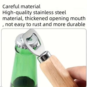 Sacacorchos de Acero Inoxidable Reforzado con Mango de Madera, Abridor de Botellas de Vino y Cerveza - Product Image 3