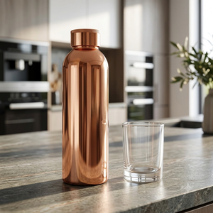 Bouteille d'eau en cuivre moderne, luxueuse et écologique, anti-fuite, pour usage ayurvédique, cuisine, intérieur et extérieur, fabriquée en Inde - Product Image 6
