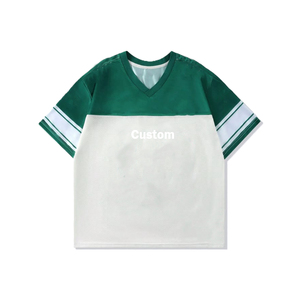 Maillot de football en mesh à col en V et manches courtes pour homme, impression personnalisée, t-shirt décontracté surdimensionné, marron avec rayures blanches - Product Image 3