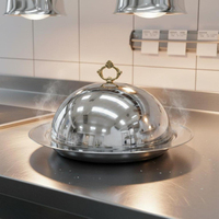 Cúpula Redonda de Acero Inoxidable Estilo Mid-Century, Campana Metálica para Cubrir Alimentos, para Mesa de Cocina, Servicio de Catering, Plato con Tapa