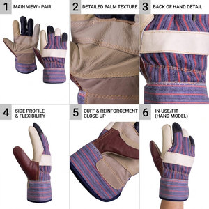 Gants de travail en cuir de buffle durable, haute qualité, pour travaux de construction, usage industriel et sécurité. - Product Image 5