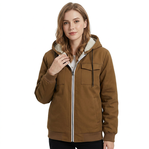 Men's Hooded <b>Fleece</b> <b>Jacket</b> Solid Color <b>Thick</b> Warm Zipper Casual Winter Coat With Pockets - Product Image 4