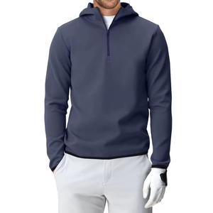 Sweat-shirt unisexe noir à capuche et demi-zip, coupe oversize, en molleton uni 100 % coton, décontracté, pour l'hiver - Product Image 2