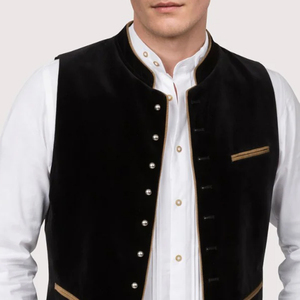 Chaleco Tradicional Bávaro Alemán para Hombre, Estilo Casual Elegante, Reversible, Transpirable, con Cuello Mao, para Otoño - Product Image 4