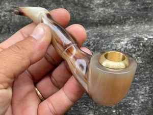 Pipe artisanale naturelle en corne de bœuf, réutilisable, filtre à tabac vintage en bois givré, double usage, écologique, coffret cadeau - Product Image 6