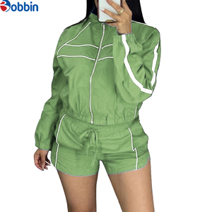 Conjuntos de Ropa Personalizados para Mujer, Chaqueta Moderna, Traje Deportivo Corto, Cortavientos Transpirable, Conjuntos Cortos de Talla Grande, Conjuntos de Primavera Verano - Product Image 1