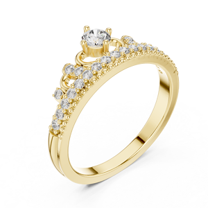 Round Cut Lab Grown Diamond Ring 14K 18K Solid Gold <b>Crown</b> <b>Tiara</b> Style Diamond Ring 0.40CT DEF VVS Anniversary Ring Gift OEM ODM - Product Image 3