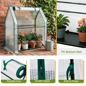 Mini serre blanche 36*18*33 pouces avec couverture en PE pour plantes d'intérieur et d'extérieur, jardinage, serre pour jardin et cour arrière - Product Image 4