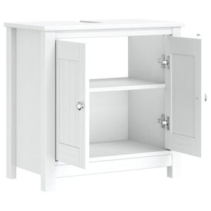 Mueble de Baño con Lavabo de Madera de Pino Sólido y Madera Sintética con Detalles Metálicos Blancos - Muebles de Baño Modernos - Product Image 4