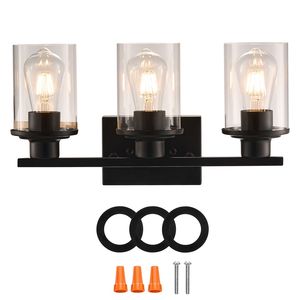 Lampadario moderno cromato a 3 luci per bagno con paralumi in vetro trasparente - Product Image 1