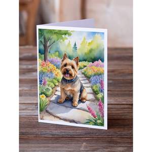Norwich Terrier Whimsical A7 Tamaño 5x7 Tarjetas de notas en blanco Paquete de 8 Tarjetas de felicitación Spring Path con sobres - Product Image 2