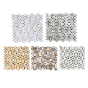 Carreaux de mosaïque hexagonaux longs en marbre mélangé, style moderne, pour murs de salle de bain, résistants à l'eau, pierre polie, style contemporain - Product Image 2