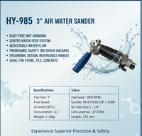 Ponceuse/polisseuse pneumatique humide professionnelle HY-985 Pro 3 pouces, 5000 tr/min, couple élevé, outil pneumatique, broche M14/M16 - Garantie 1 an pour carrelage en granit